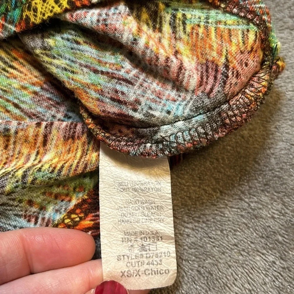 Charlotte Russe Tribal Print Blouse | Colorful Blouse | Rainbow | Tribal Print - Picture 5 of 8